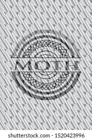 Moth silver emblem. Scales pattern. Vector Illustration. Detailed.