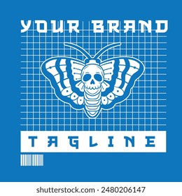 Moth with skull vector illustration.