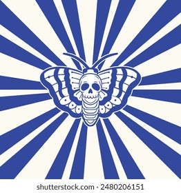 Moth with skull vector illustration.