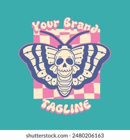 Moth with skull vector illustration.