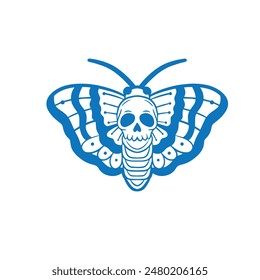 Moth with skull vector illustration.