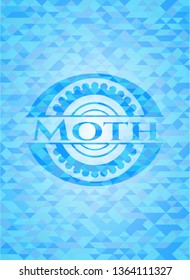 Moth sky blue mosaic emblem