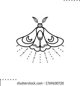 Moth tattoo vector outline icon. 