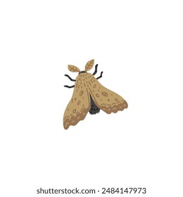 A moth in vector form associated with the practices of alchemy and Wicca. Isolated flat illustration of an insect, ideal for occult and magical design elements.