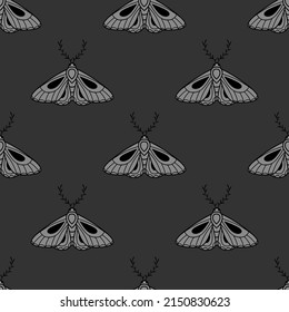 Moth vector pattern, mystical background, seamless repeat