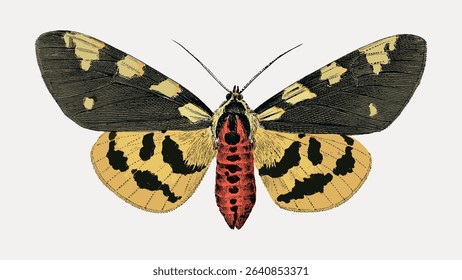 Moth vintage insect illustration, isolated on white, vector.