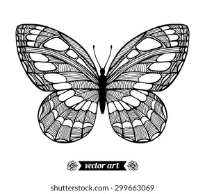 Moth, wildlife insect. Amazing fly butterfly. Vector. Creative bohemia concept for invitations, cards, tickets, branding, logo, label. Black and white