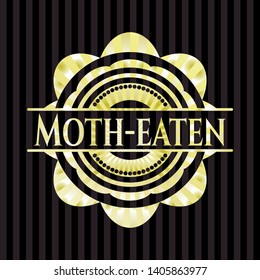 Moth-eaten gold badge or emblem. Vector Illustration. Detailed.