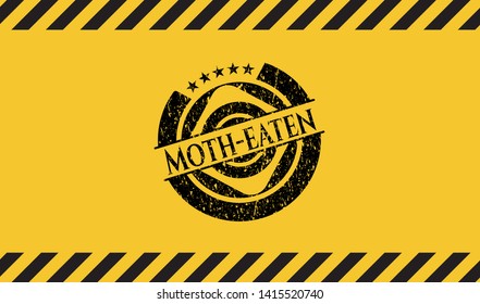 Moth-eaten grunge warning sign emblem. Vector Illustration. Detailed.