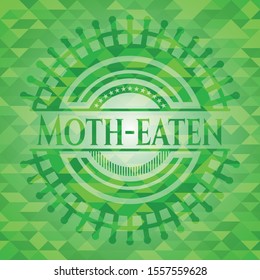 Moth-eaten realistic green emblem. Mosaic background. Vector Illustration. Detailed.