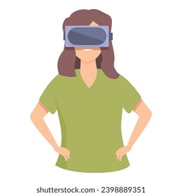 Mother 3d play icon cartoon vector. Wear virtual headset. Online internet game