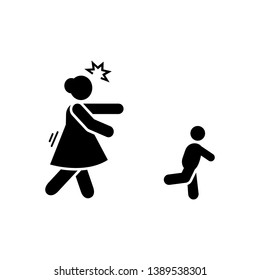 Mother, angry, chasing, kid, naughty icon. Element of parent icon. Premium quality graphic design icon. Signs and symbols collection icon for websites, web design