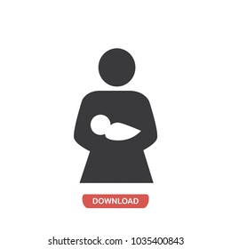 Mother With Baby In Arms Vector Icon. Family,child Symbol Flat Vector Sign Isolated On White Background. Simple Vector Illustration For Graphic And Web Design.