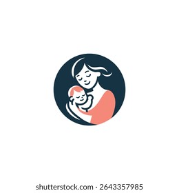 Mother with baby in arms vector icon. Family child symbol flat vector sign isolated on white background. Simple vector illustration for graphic and web design.
