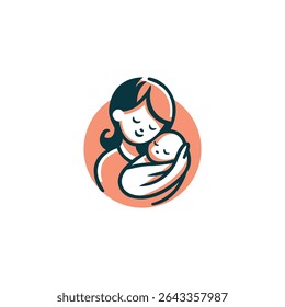 Mother with baby in arms vector icon. Family child symbol flat vector sign isolated on white background. Simple vector illustration for graphic and web design.