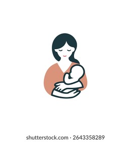 Mother with baby in arms vector icon. Family child symbol flat vector sign isolated on white background. Simple vector illustration for graphic and web design.