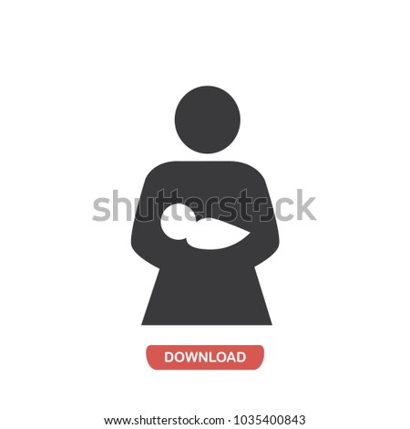 Mother with baby in arms vector icon. Family,child symbol flat vector sign isolated on white background. Simple vector illustration for graphic and web design.