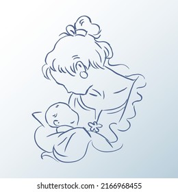 Mother and baby art vector for card, illustration, decoration
