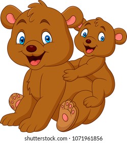 Mother and baby bear cartoon