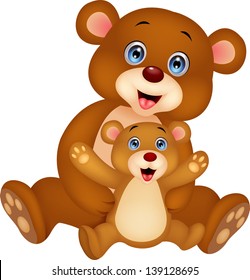 Mother and baby bear cartoon