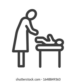 Mother and baby black line icon. Changing diapers sign. Public navigation. Pictogram for web page, mobile app, promo. UI UX GUI design element. Editable stroke.