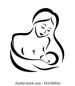 mother and baby breast feeding