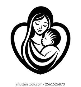 Mother and Baby Care Silhouette Vector Art Illustration - Loving Bond and Tender Moments