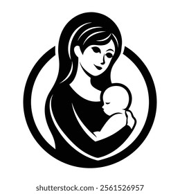 Mother and Baby Care Silhouette Vector Art Illustration - Loving Bond and Tender Moments