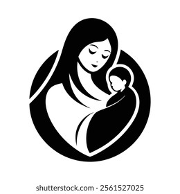 Mother and Baby Care Silhouette Vector Art Illustration - Loving Bond and Tender Moments