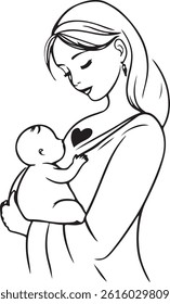 mother baby caring gesture mothers day illustration
