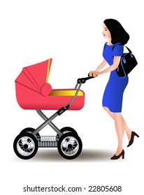 mother with baby carriage