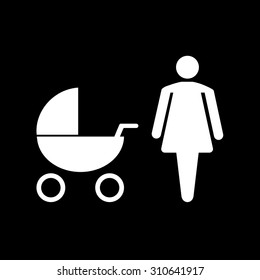 mother with baby carriage icon