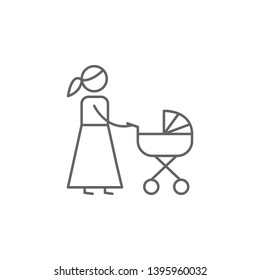 Mother, baby carriage icon. Element of family life icon. Thin line icon for website design and development, app development. Premium icon