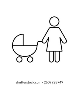 mother and baby carriage icon vector