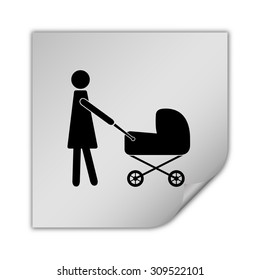 mother with baby carriage vector icon