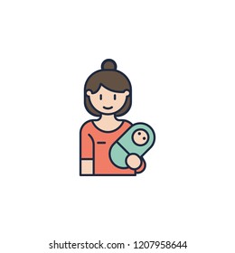 mother with baby cartoon icon. Element of family icon for mobile concept and web apps. Cartoon mother with baby icon can be used for web and mobile