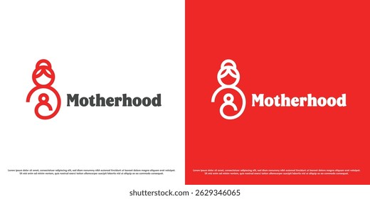 Mother baby clinic logo design illustration vector. Silhouette illustration support mother and baby health. Abstract geometric icon symbol calm gentle people simple minimal.