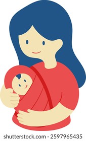 mother and baby color mother day doodle illustration