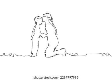 Mother   baby continuous line drawing  Line art drawing vector  Mother's Day line drawing  caring mother embracing   kissing Single line draw design vector graphic illustration