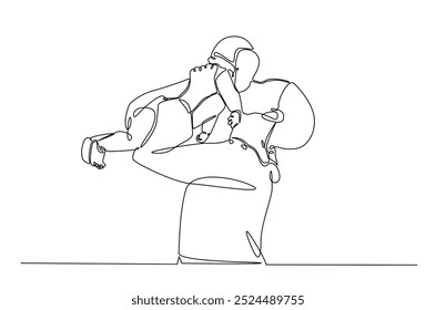 Mother and baby in continuous one line drawing. Mothers day celebration concept in single line art illustration. Editable vector.  