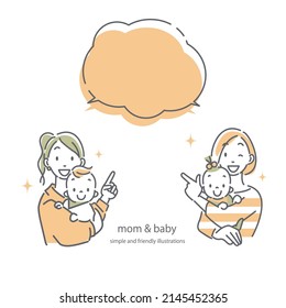 mother and baby, conversation illustration
