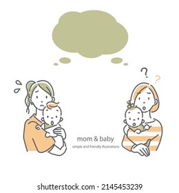 madre y bebé, ilustración de conversación