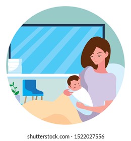 Mother with baby design, Child newborn childhood kid innocence and little theme Vector illustration