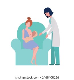 Mother with baby and doctor design