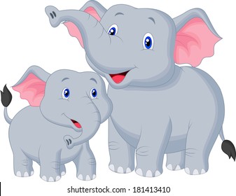 Mother and baby elephant