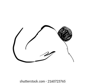 Mother and baby hand drawn sketch. Mom hugs her child. War illustration
