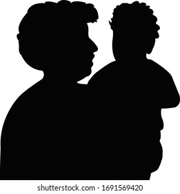 mother and baby heads silhouette vector