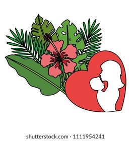 mother and baby in heart with flowers frame