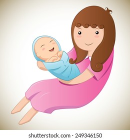 Mother and baby in her arms