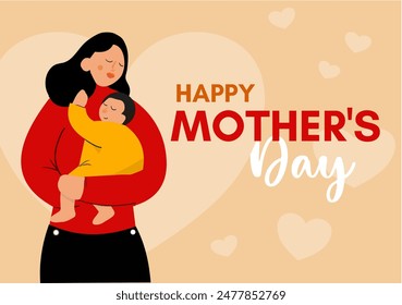 Mother with a baby in her arms - vector illustration